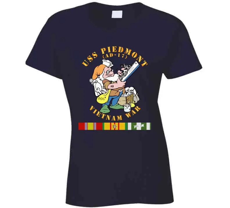 Navy - Uss Piedmont (Ad-17) W Vn Svc - Vietnam War Ladies T Shirt 12