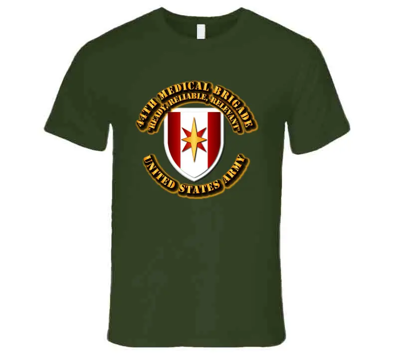 Premium 44th Medical Brigade Shoulder Sleeve Insignia T-Shirt Featuring Official Motto - Image 3