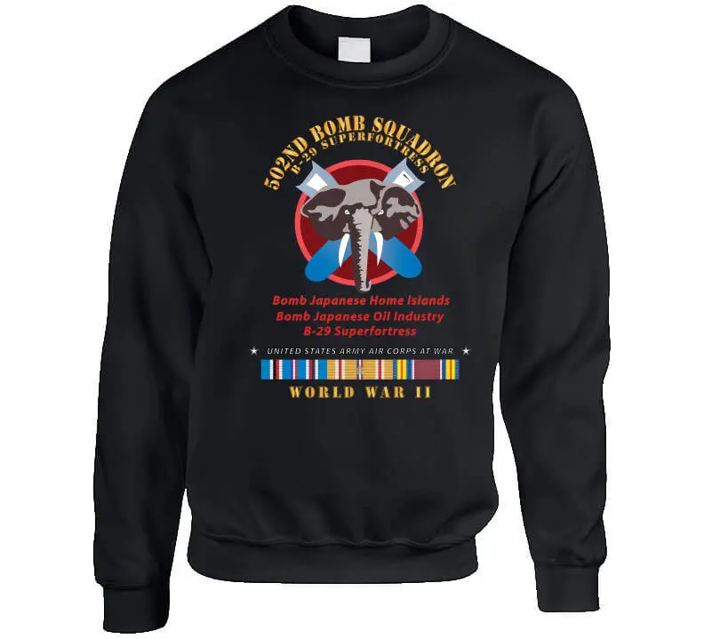 502nd Bomb Squadron B-29 Superfortress WWII Pacific Campaign Vintage T-Shirt, Crewneck Sweatshirt, Hoodie & Long-Sleeve Tee - Image 6