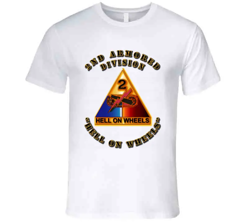 Premium Hell on Wheels T-Shirt Featuring 2nd Armored Division SSI