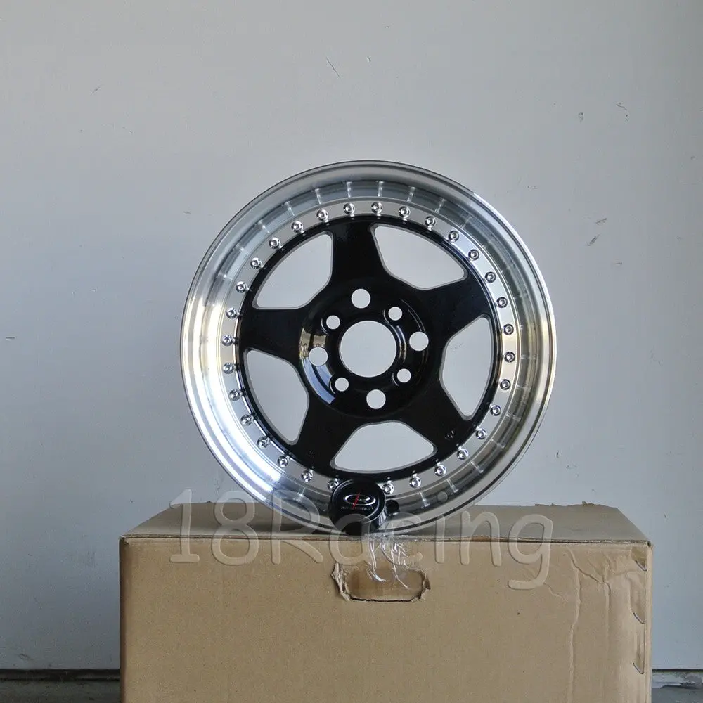 Rota Wheels Kyusha 1570 4X100 38 67.1 Black With Polish Lip 1