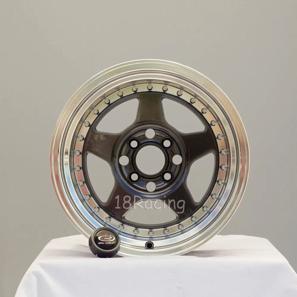Rota Wheels Kyusha 1590 4X100 0 67.1 Hyperblack With Polish Lip 1