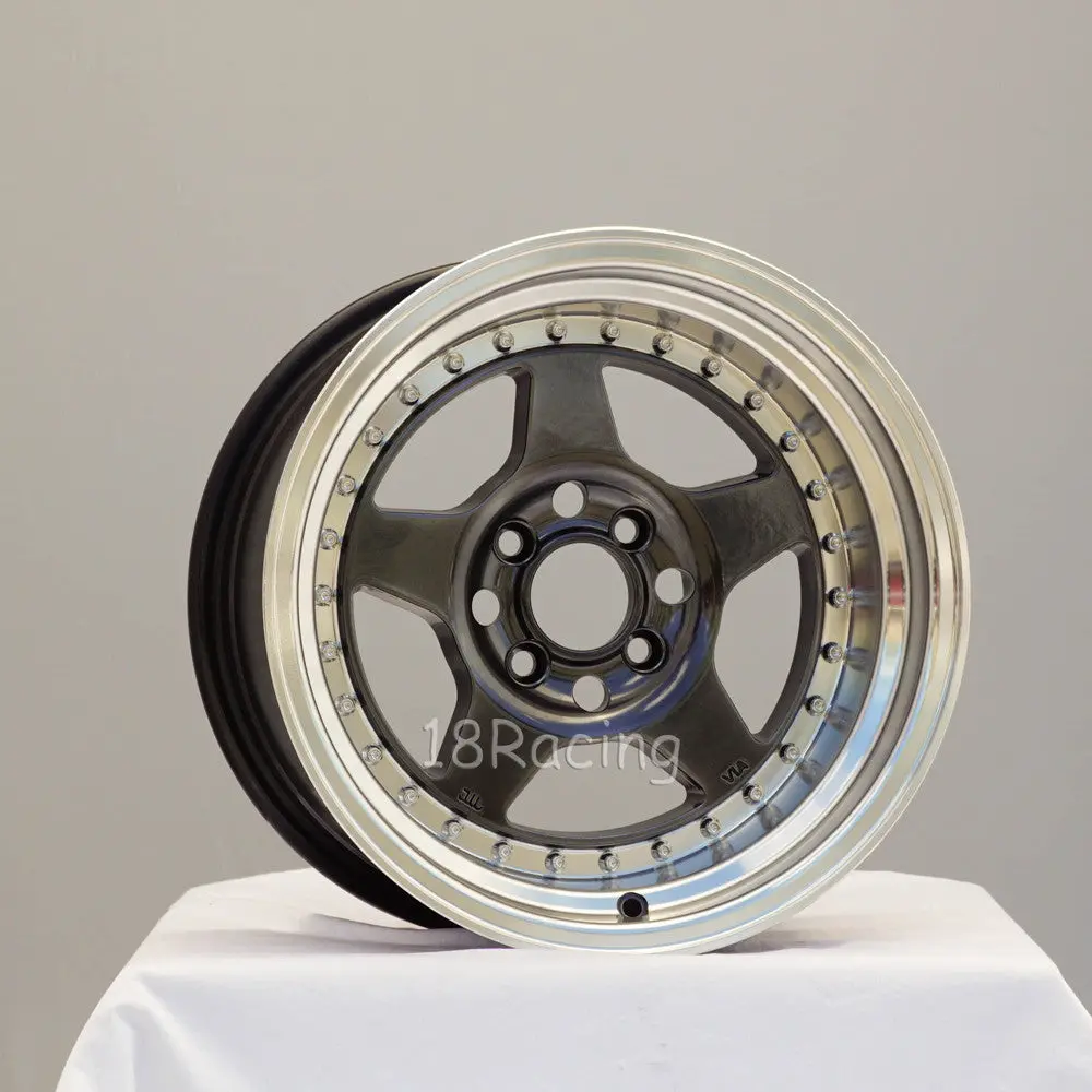 Rota Wheels Kyusha 1580 4X100 0 67.1 Hyperblack With Polish Lip 2