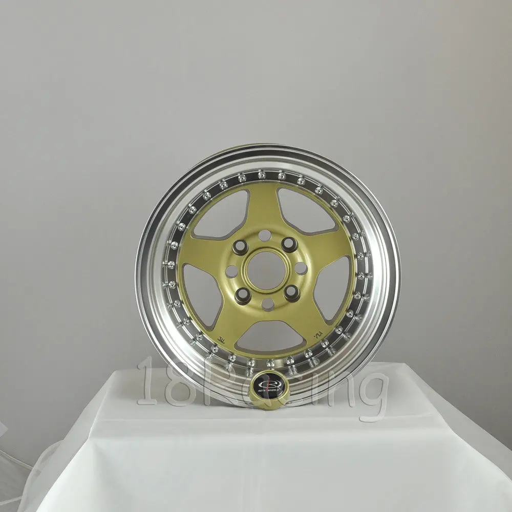 Rota Wheels Kyusha 1590 4X114.3 -15 73 Gold With Polish Lip 1