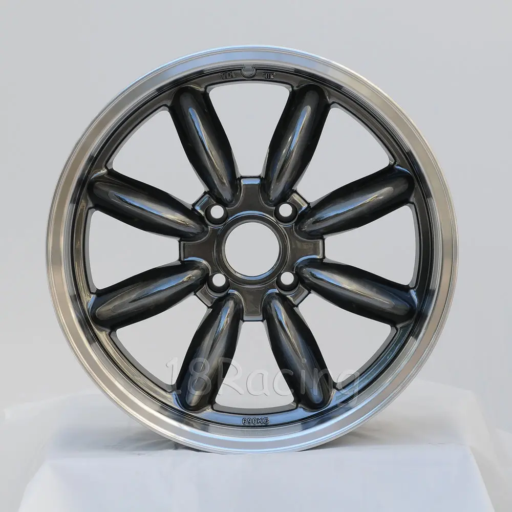 Rota Wheels Rb 1775 4X100 45 56.1 Hyperblack With Polish Lip 1