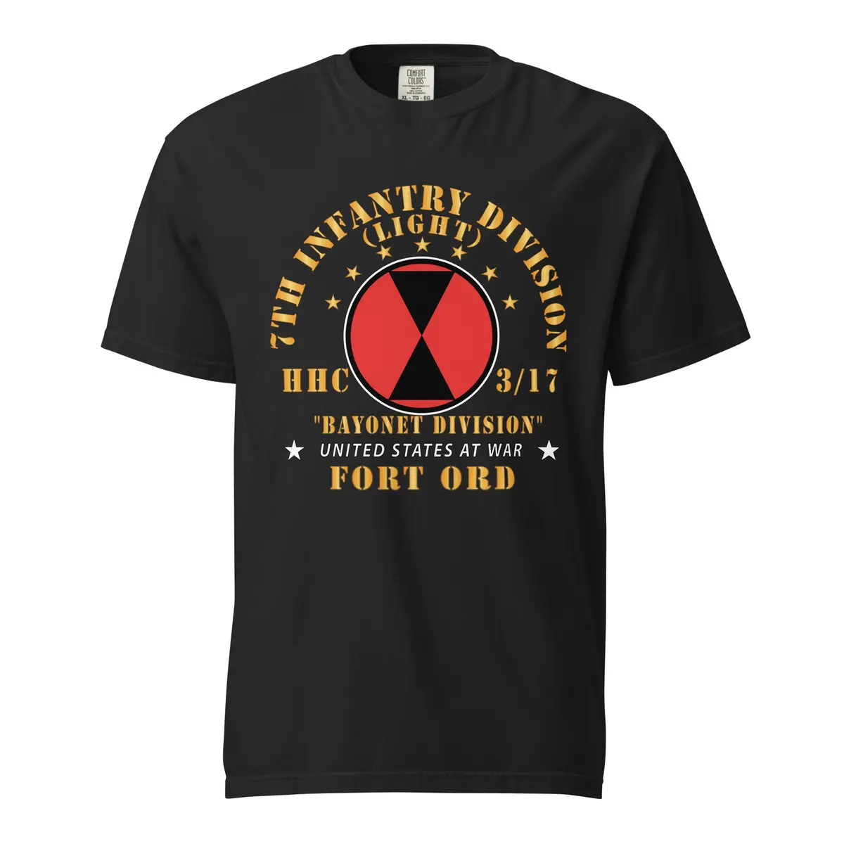 Unisex Garment-Dyed Heavyweight T-Shirt - Army, 7Th Infantry Division, Ft Ord, 1