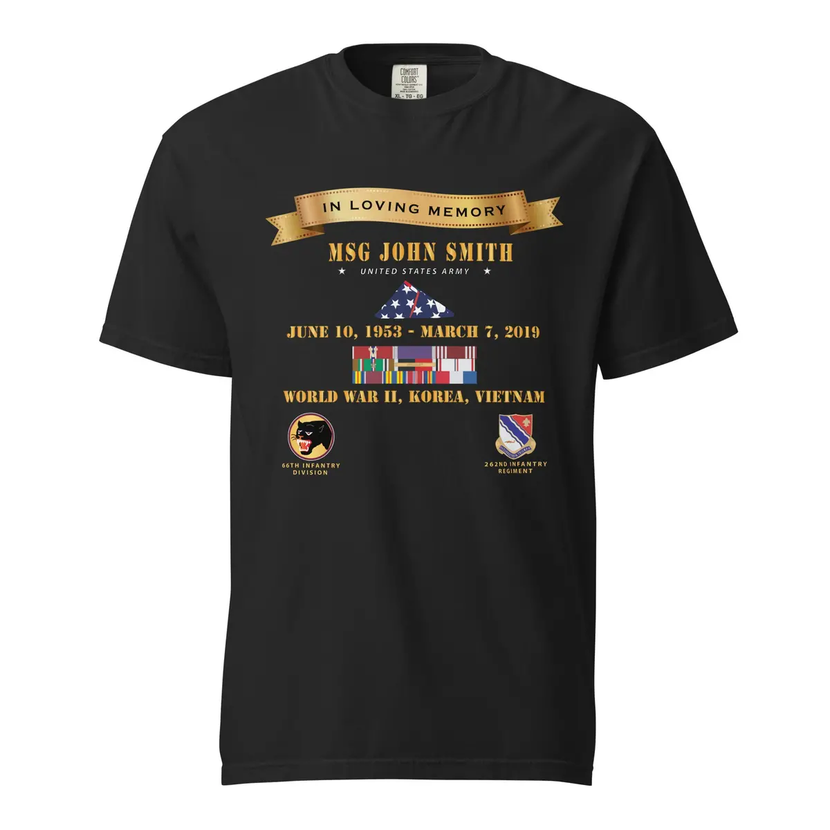 Unisex Garment-Dyed Heavyweight T-Shirt - Army -Template 1 - In Memorial Of - 2025 X 300 1