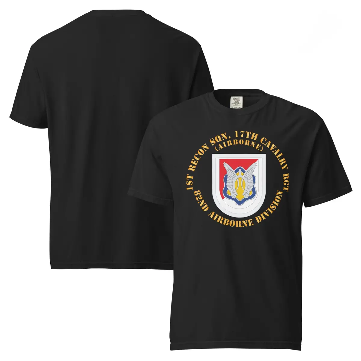 Unisex Garment-Dyed Heavyweight T-Shirt - Army - Flash - 1St Recon Sqn, 17Th Cavalry Regiment - Airborne X 300 1