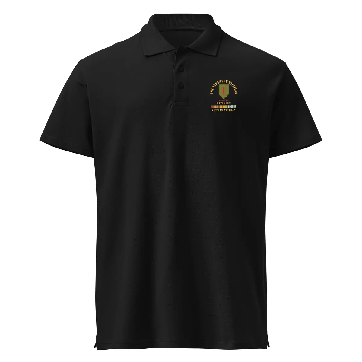 Premium Pique Polo Shirt Army - Ssi - 1St Infantry Division - Big Red One - Vietnam Veteran W Vn Svc Bar X 300 1