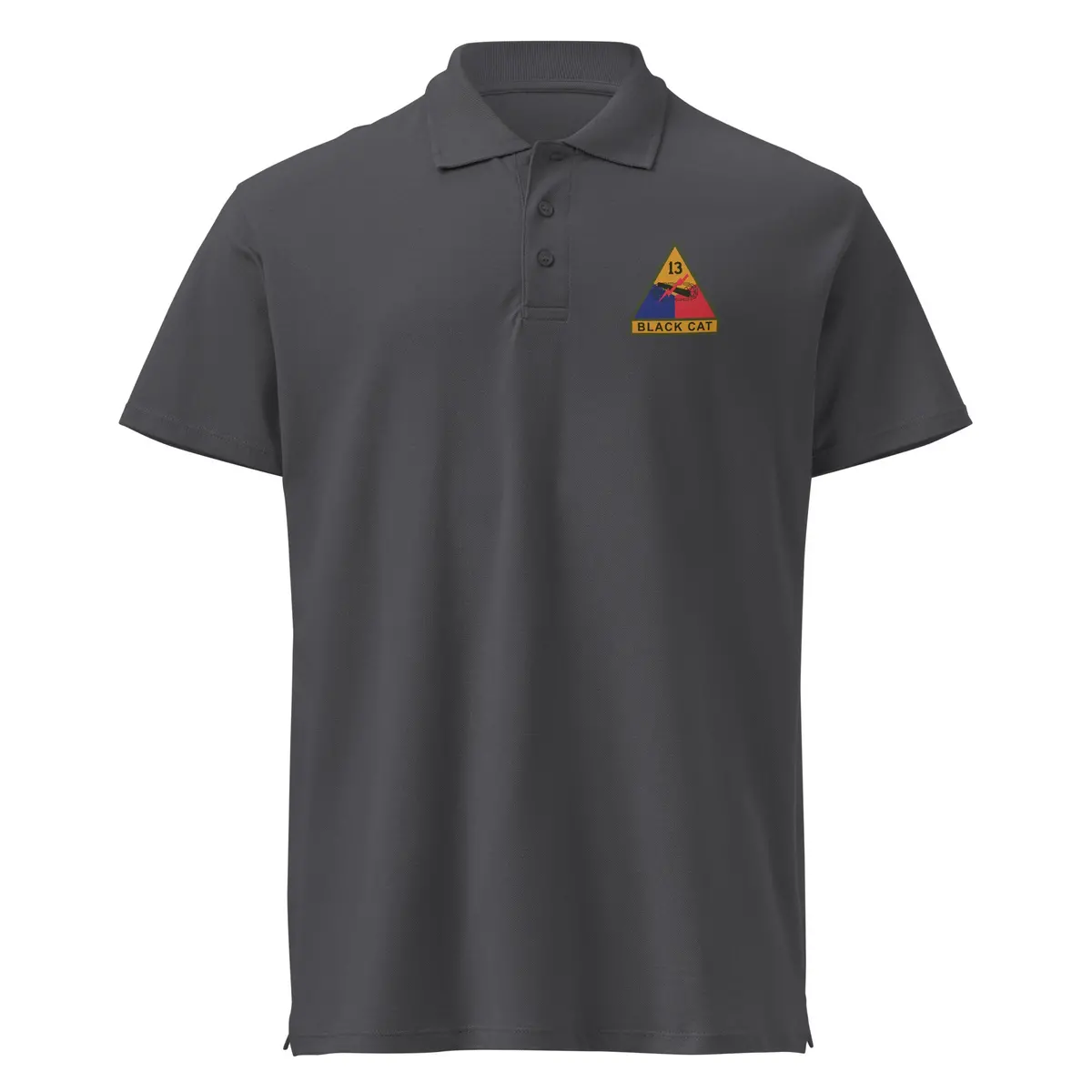 Premium Pique Polo Shirt Featuring 13th Armored Division SSI and Custom Name Tape - Image 7