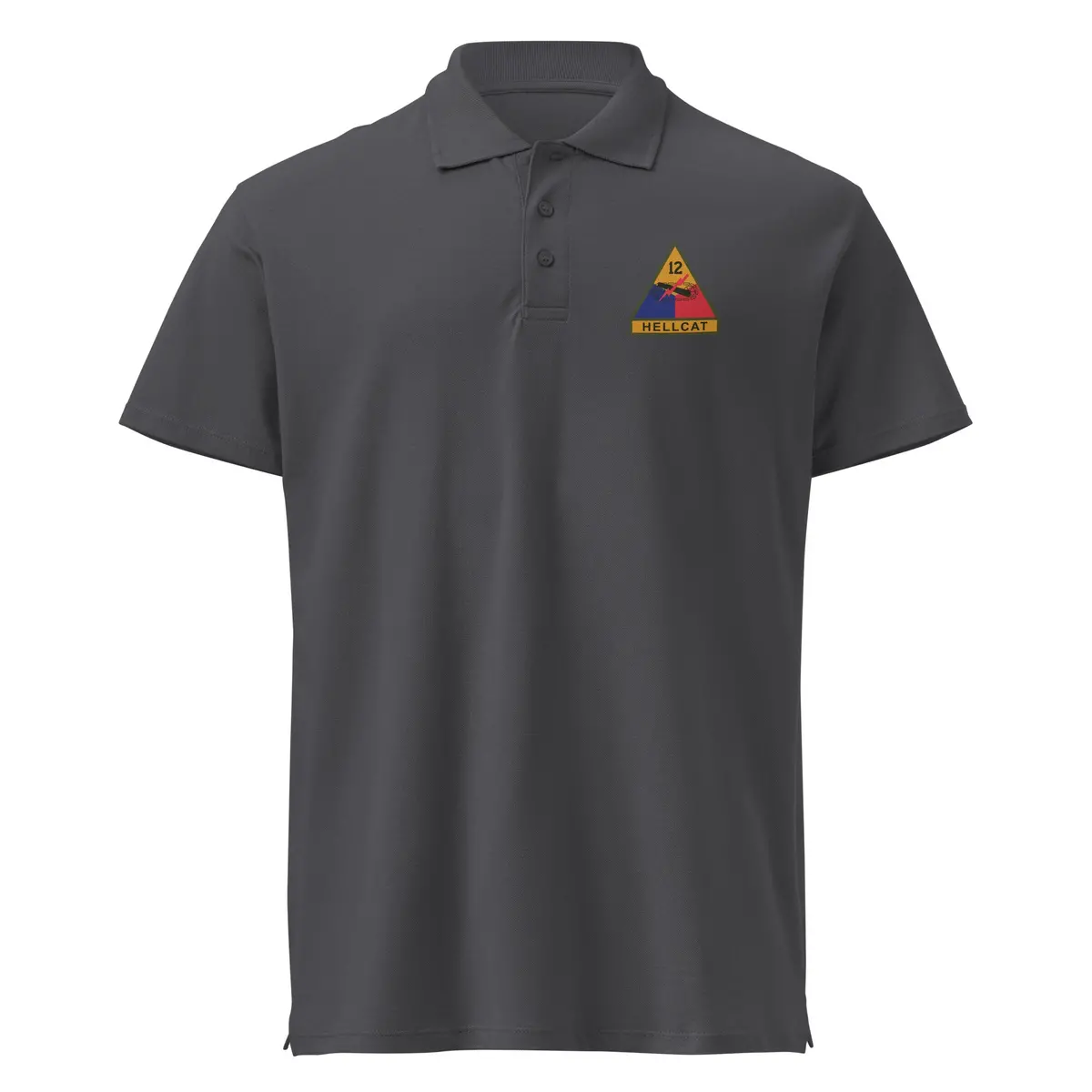 Premium Pique Polo Shirt Featuring 12th Armored Division SSI and Custom Name Tape – Bulk Order (300 Units) - Image 7