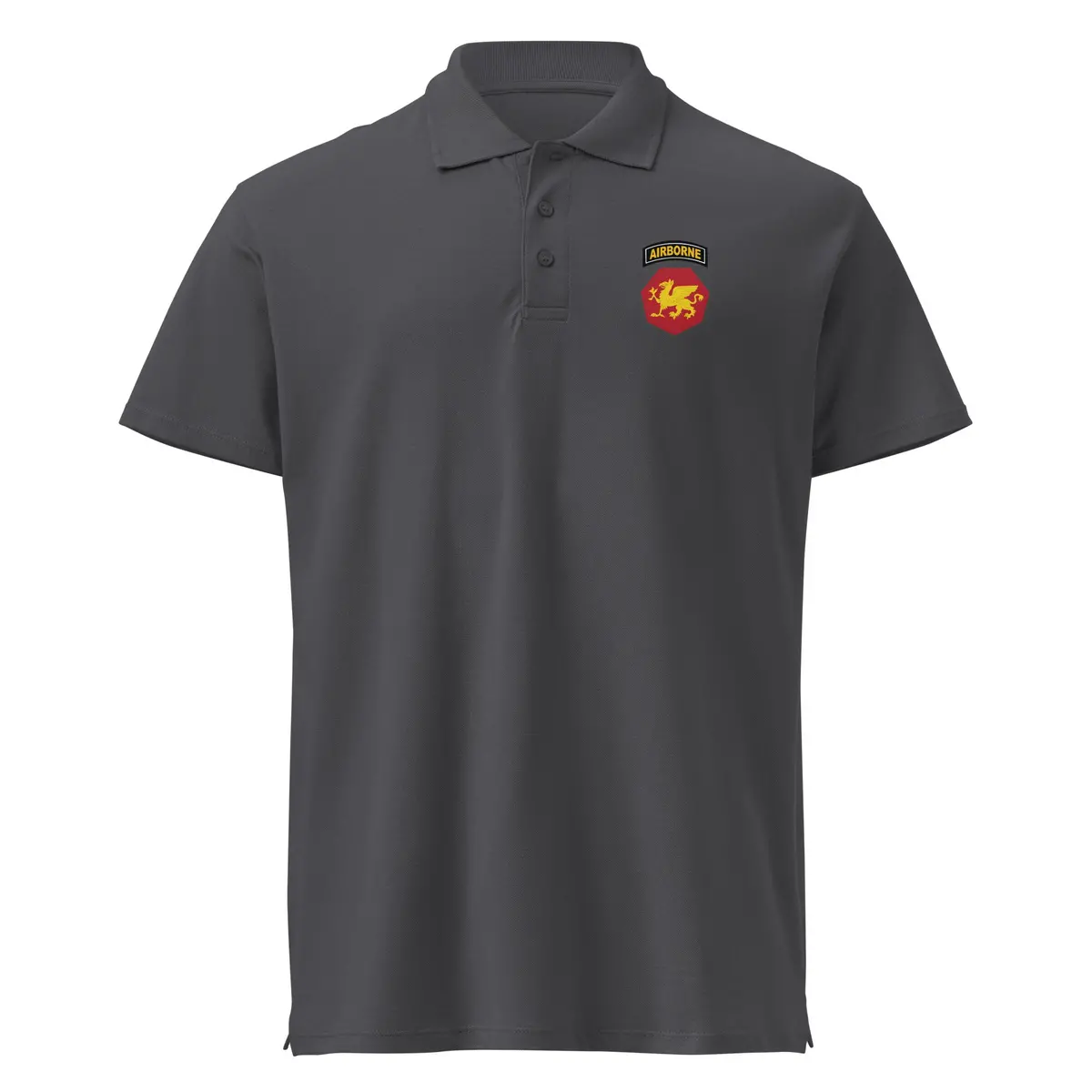 Authentic Vintage-Inspired Pique Polo Shirt Featuring 108th Airborne Division SSI (1946–1952) Embroidery - Image 7