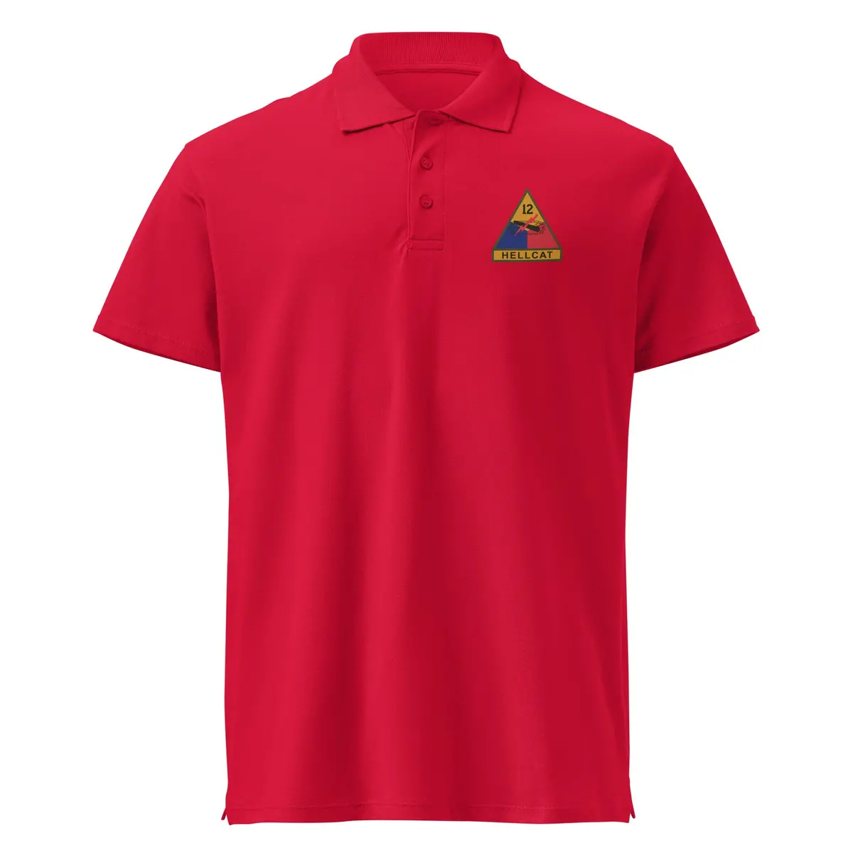 Premium Pique Polo Shirt Featuring 12th Armored Division SSI and Custom Name Tape – Bulk Order (300 Units) - Image 5