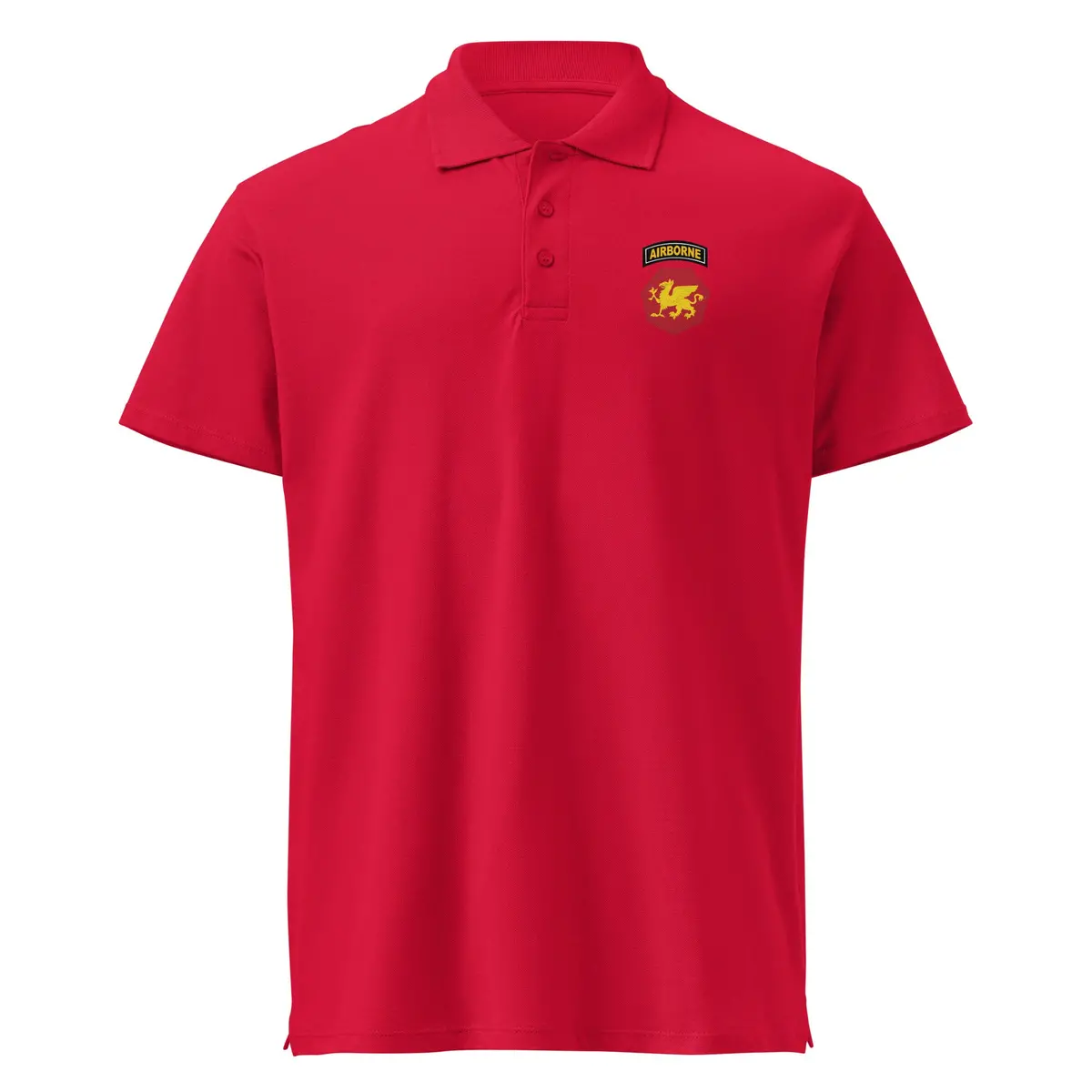 Authentic Vintage-Inspired Pique Polo Shirt Featuring 108th Airborne Division SSI (1946–1952) Embroidery - Image 5