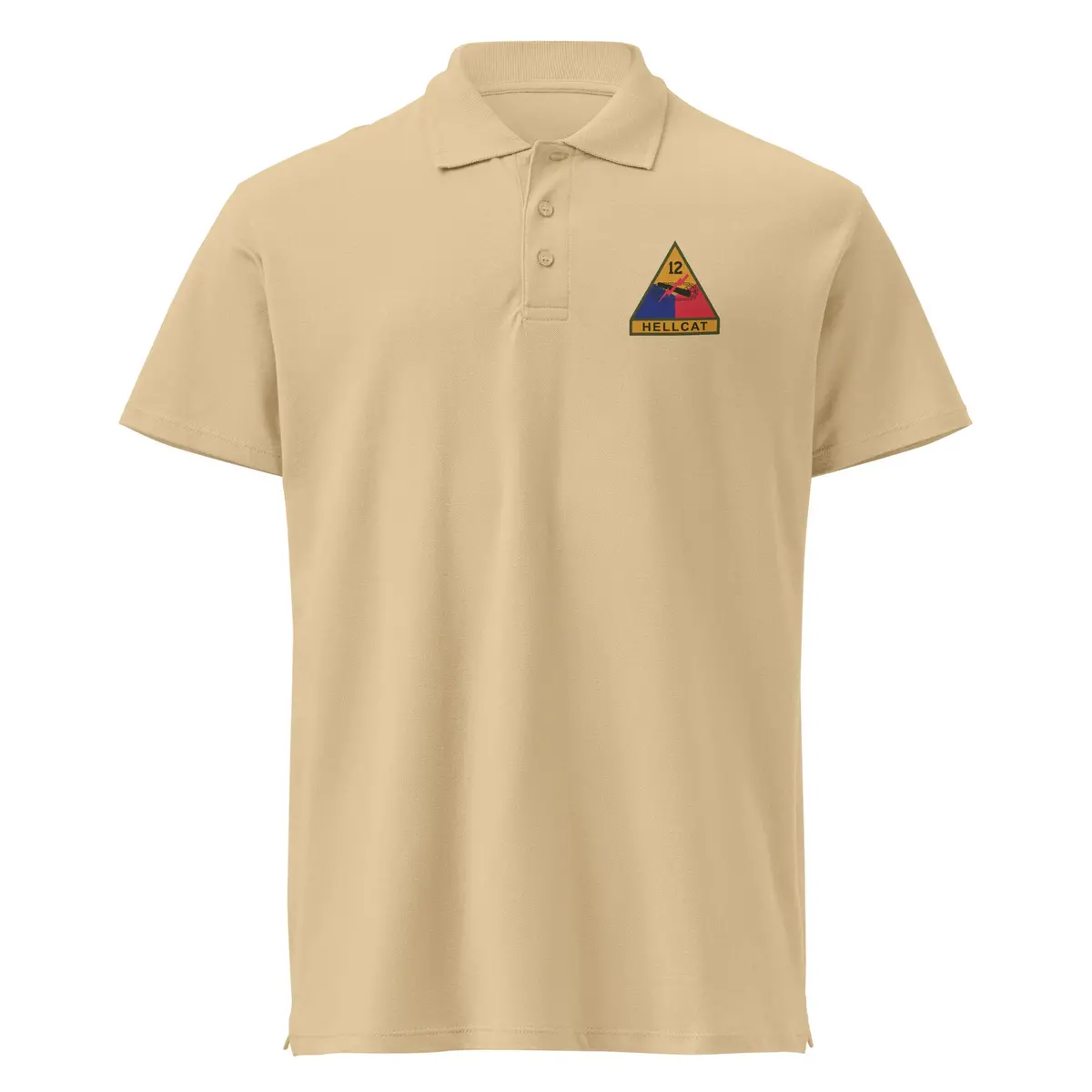 Premium Pique Polo Shirt Featuring 12th Armored Division SSI and Custom Name Tape – Bulk Order (300 Units) - Image 11