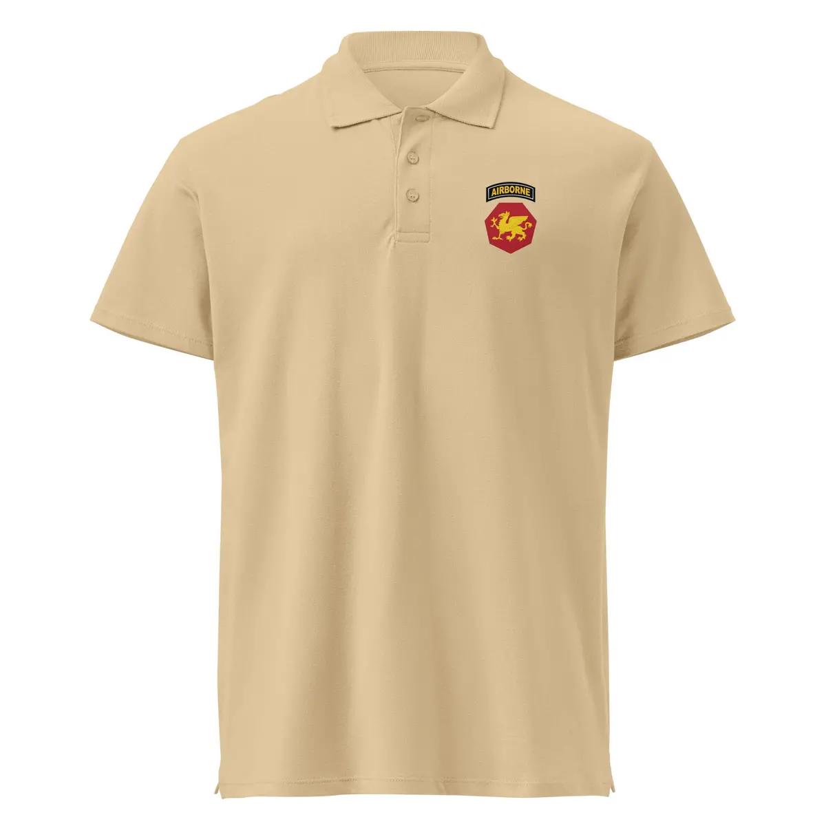 Authentic Vintage-Inspired Pique Polo Shirt Featuring 108th Airborne Division SSI (1946–1952) Embroidery - Image 11