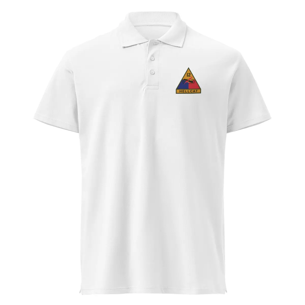 Premium Pique Polo Shirt Featuring 12th Armored Division SSI and Custom Name Tape – Bulk Order (300 Units) - Image 13