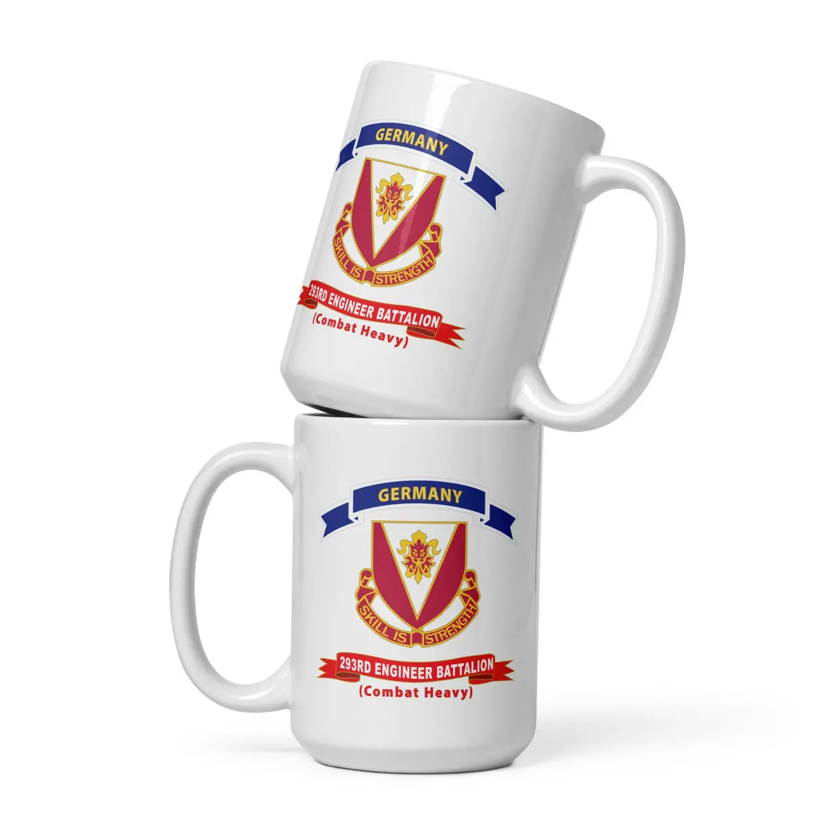 White Glossy Mug - 293Rd Engineer Battalion, Combat Heavy,Germany Tab- Ribbon X 300 2