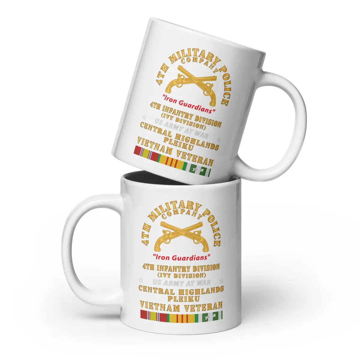 White Glossy Mug - Army - 4Th Military Police Co, - Iron Guardians - 4Th Infantry Div - Vietnam Veteran W Vn Service X 300 3