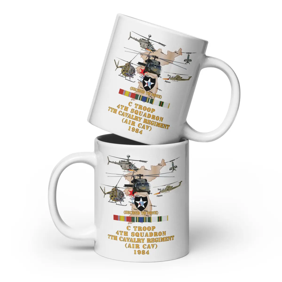 White Glossy Mug - Army - Korea Map - 2Nd Infantry Div - C Trp, 4Th Sqdr, 7Th Cav (Air Cav) W Ac - Svc X 300 3