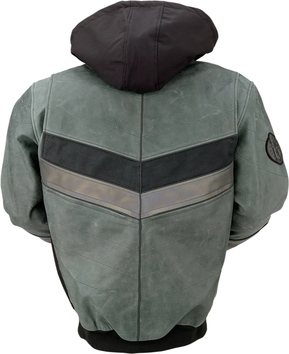 Z1R Thrasher Leather Jacket - Green/Gray - Medium 2810-3813 1
