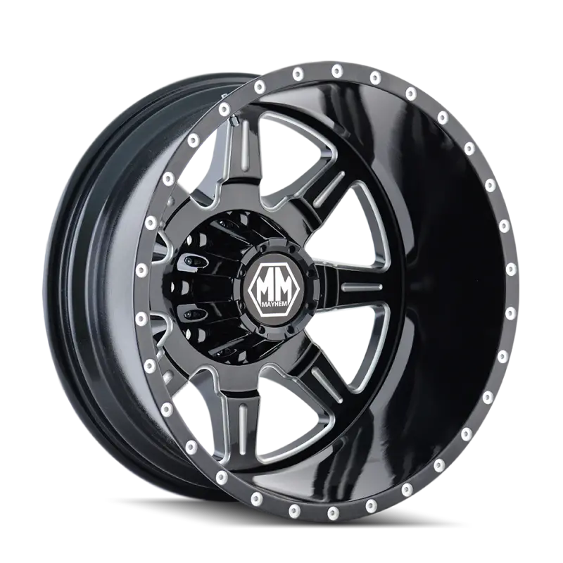 Mayhem 8101 Monstir 22X8.25 / 8X210 Bp / -160Mm Offset / 154.2Mm Hub Rear Black/Milled Spokes Wheel 1