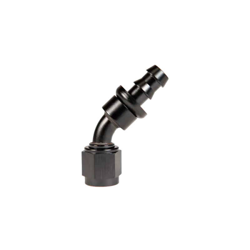Fleece Performance –8An 45° Swivel Fitting To Hose Barb Adapter – Black Anodized 1