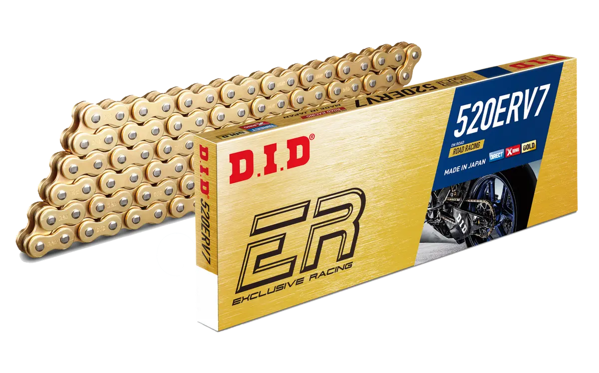 D.I.D. Erv7 Gold X-Ring Racing Chain – Precision-Machined For High-Performance Motorcycles 1
