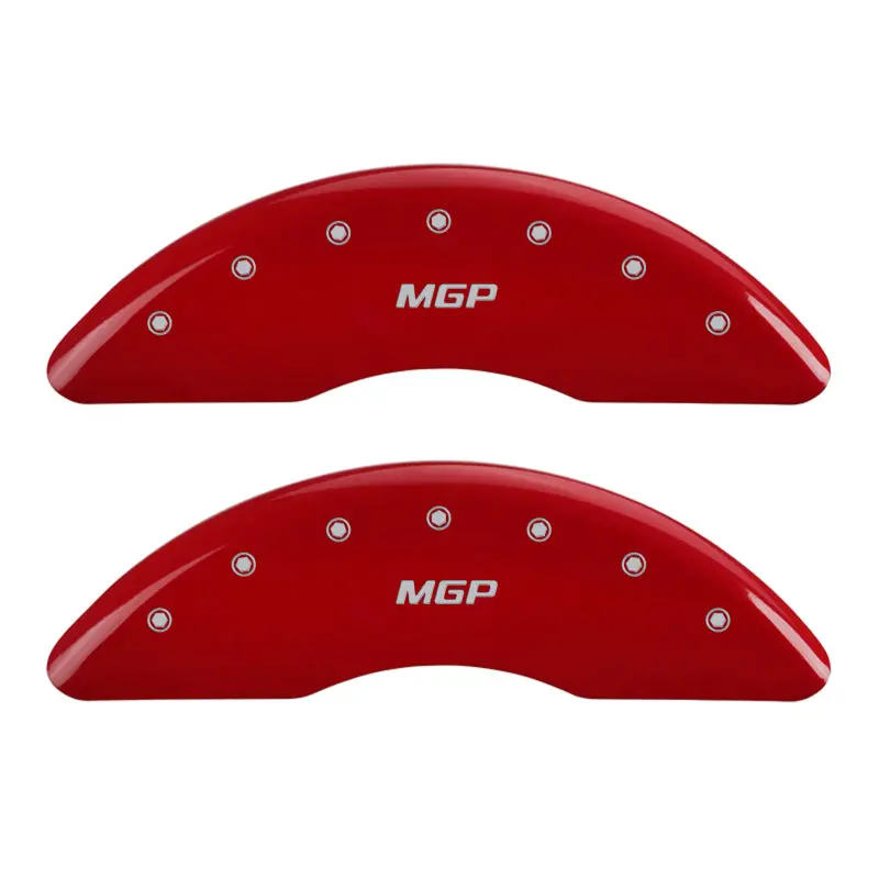 Mgp Engraved Caliper Covers – Front & Rear, Red Finish With Silver Accents 1