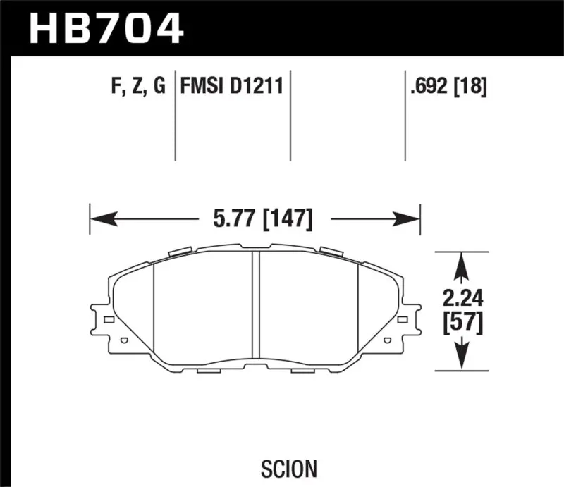 Hawk Hps Front Street Brake Pads For 2009–2010 Pontiac Vibe 2.4L And 2011–2012 Scion Tc 1