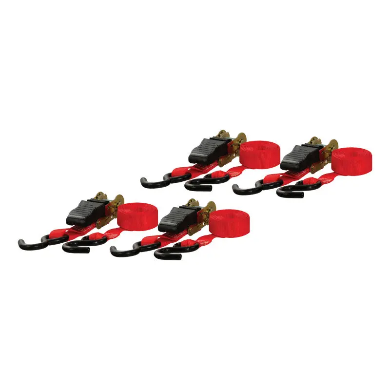 Curt Heavy-Duty Red Cargo Straps – 16 Ft Length, S-Hooks, 500 Lb Working Load Limit (4-Pack) 1