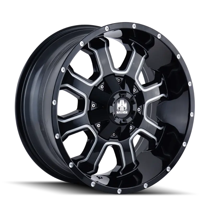 Mayhem Fierce Forged Wheel – 20X10", 8X180 Bolt Pattern, -19Mm Offset, 124.1Mm Hub Bore, Black W/ Milled Spokes 1