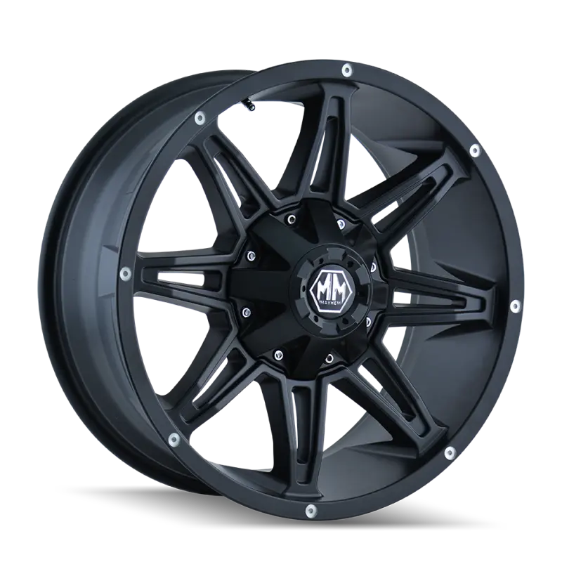 Mayhem Rampage 18X9 Matte Black Wheel – 8X165.1 Bolt Pattern, -12Mm Offset, 130.8Mm Hub Bore 1