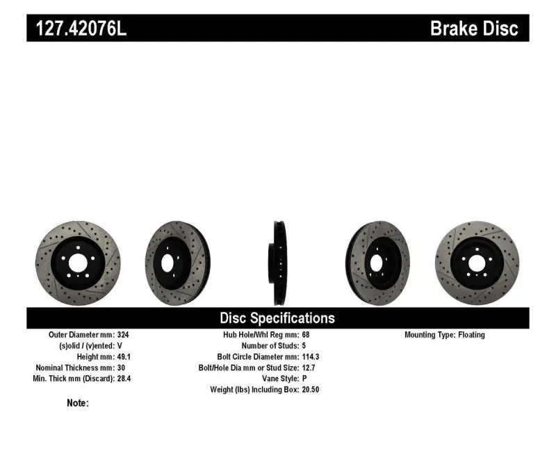 Stoptech Slotted And Drilled Sport Brake Rotors – Premium Performance Replacement Set 1