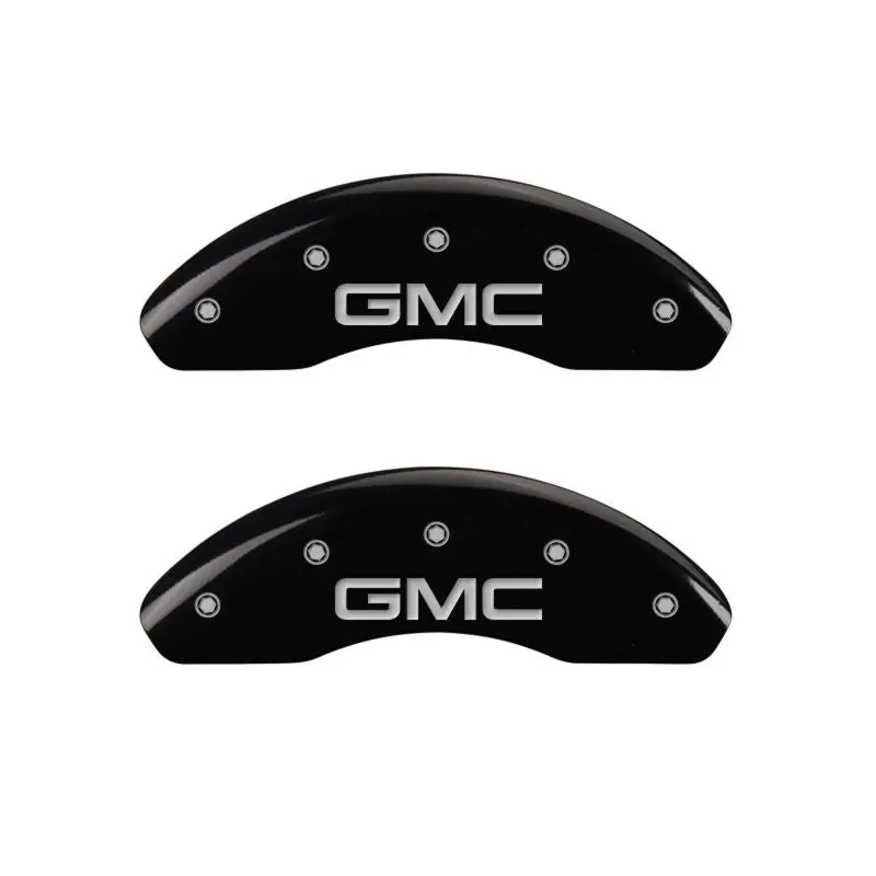 Mgp 4-Piston Caliper Covers – Engraved Front & Rear Set For Gmc Vehicles, Black Base With Silver Accent 1