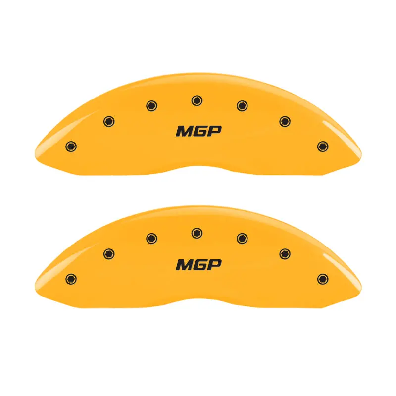 Mgp Engraved 4-Piston Caliper Covers – Front And Rear, Yellow Finish With Black Accent 1
