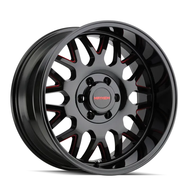 Mayhem Tripwire Wheel – 20X9", 5X139.7 Bolt Pattern, 0Mm Offset, 110Mm Hub, Black With Prism Red Accents 1