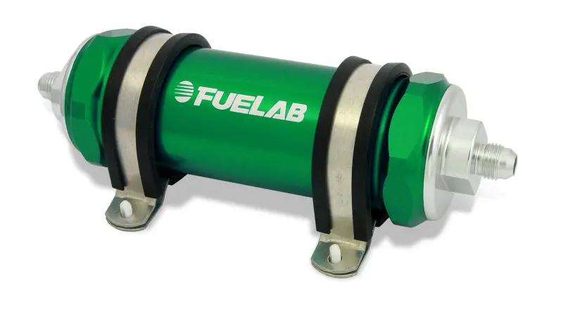 Fuelab 828 Inline Fuel Filter – -6An In/Out, 6-Micron Fiberglass Media, Green Housing 1
